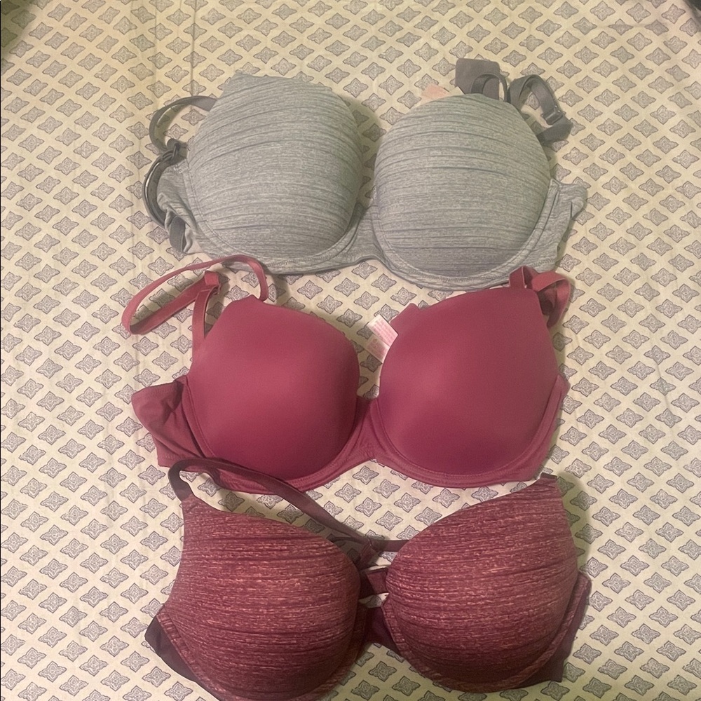 PINK Victoria's Secret Gray and Burgundy Bra Set - will sell separately, message